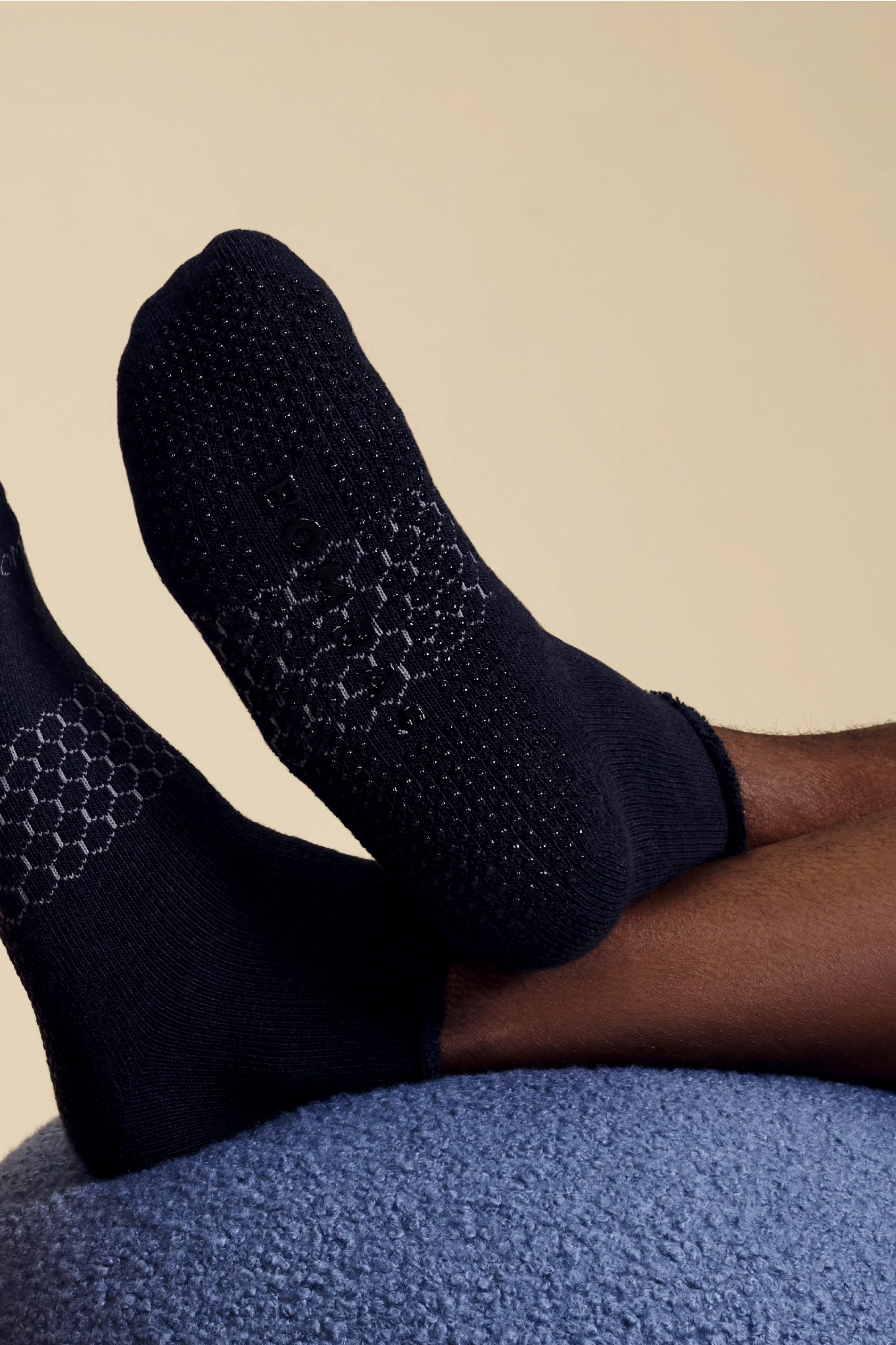 Men's Merino Wool Blend Roll-Top Gripper House Socks