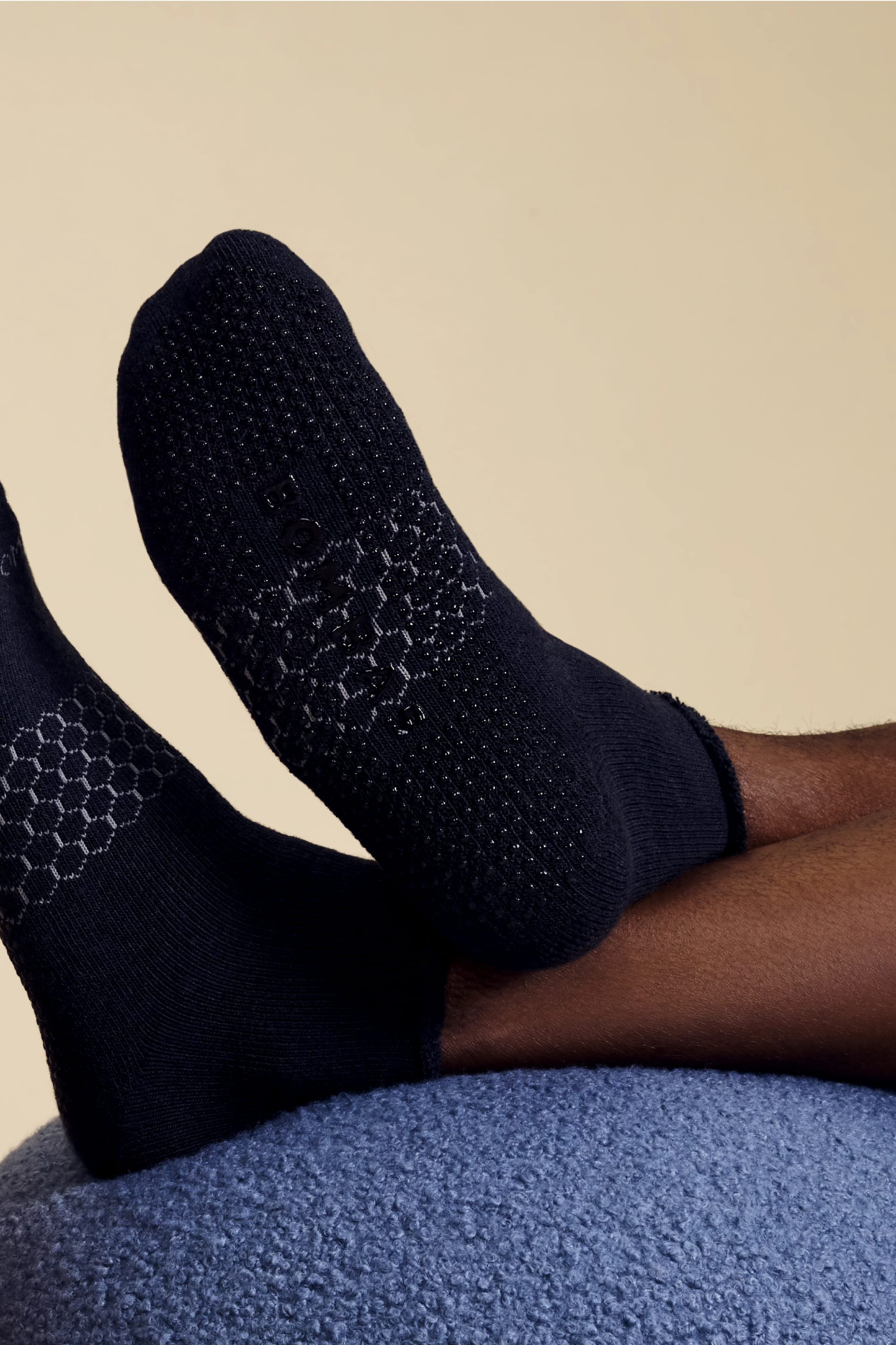 Men's Merino Wool Blend Roll-Top Gripper House Socks