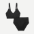 Women's Ribbed Seamless Scoop Bralette + High Rise Brief - Black L