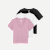 Women's Pima Cotton V-Neck Shirt 3-Pack - Mauve White Black Mix L