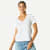 Pima Cotton V-Neck T-Shirt - White WO1 [8738]