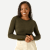 Merino Wool Blend Crew Neck Long Sleeve T-Shirt - Green Olive WO1 [7056]