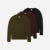 Men's Merino Wool Blend Crew Neck Long Sleeve T-Shirt 3-Pack - Green Olive Mix L