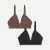 Women's Ribbed Seamless Triangle Bralette 2-Pack - Hickory Mix L