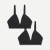Women's Ribbed Seamless Triangle Bralette 2-Pack - Black L