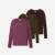 Women's Merino Wool Blend Crew Neck Long Sleeve T-Shirt 3-Pack - Bold Pink Cocoa Olive Mix L
