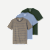 Men's Pima Cotton Crew Neck T-Shirt 3-Pack - Boulder Stripe Smoke Mix L