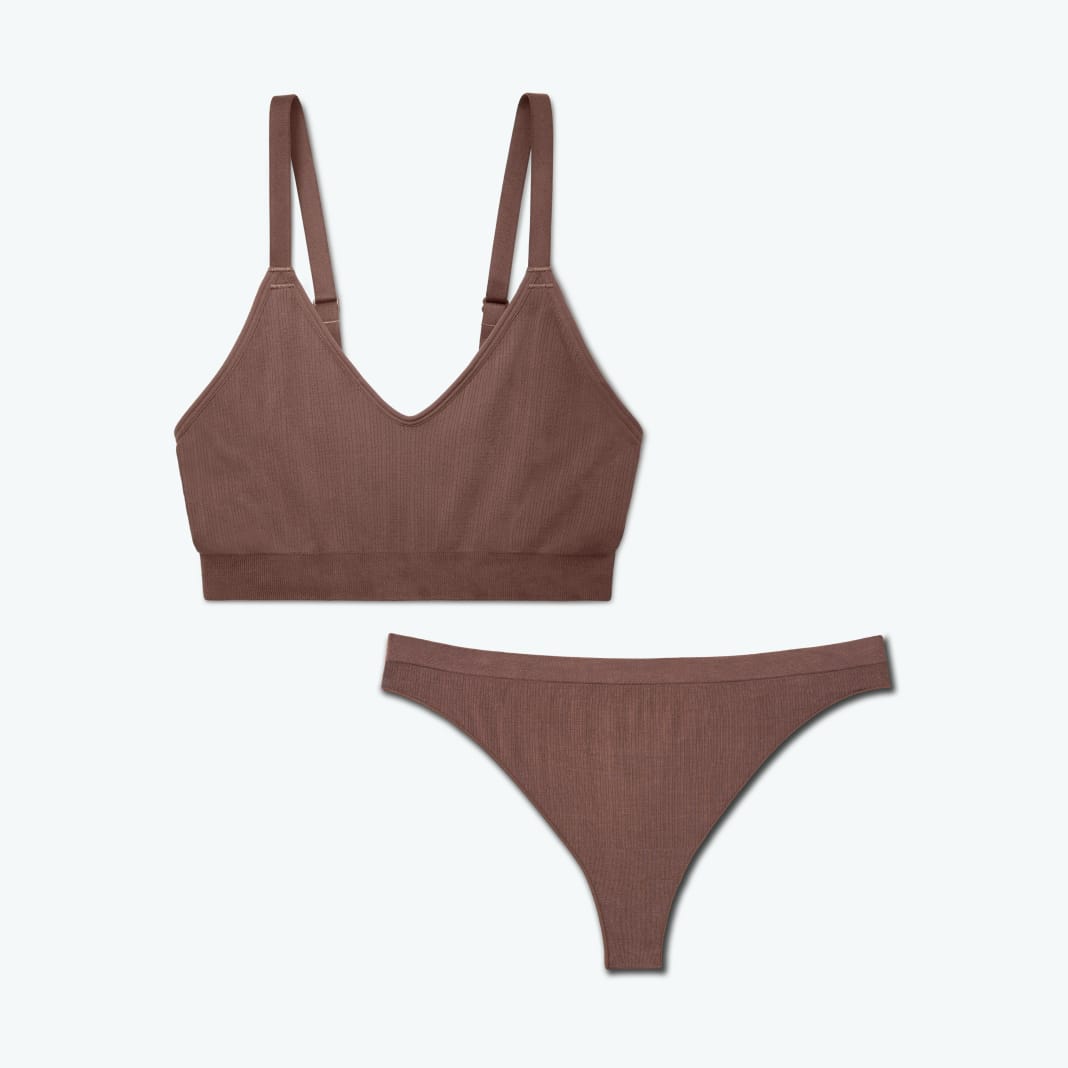 Women's Ribbed Seamless Bralette + Thong