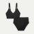 Women's Ribbed Seamless Scoop Bralette + High Rise Brief - Black L