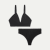 Women's Ribbed Seamless Triangle Bralette + Thong - Black