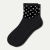 Lightweight Rhinestone Quarter Socks - black silver L [9724]