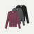 Women's Merino Wool Blend Crew Neck Long Sleeve T-Shirt 3-Pack - Bold Pink Grey Black Mix L