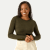 Merino Wool Blend Crew Neck Long Sleeve T-Shirt - Green Olive WO1 [7056]