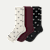 Women's Merino Wool Blend Calf Sock 3-Pack - burgundy bow mix L [10257]