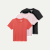 Women's Pima Cotton Slim Crew Neck T-Shirt 3-Pack - Red Black Rose Mix L
