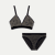 Women's Seamless Triangle Bralette + Bikini Pack - Black / Fawn Whisper Stripe L