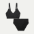 Women's Ribbed Seamless Scoop Bralette + Brief - Black L [7716]