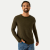 Merino Wool Blend Crew Neck Long Sleeve T-Shirt - Green Olive MO1 [7052]