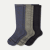Men's Merino Wool Blend Everyday Compression Sock 3-Pack (15-20mmHg) - slate navy mix L [10248]