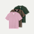 Women's Pima Cotton Crew Neck T-Shirt 3-Pack - Mauve Stripe Mix L