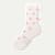 Modern Rib Half Calf Socks - pink floral L [10394]