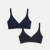Women's No Show Plunge Bralette 2-Pack - Dark Navy Mix L