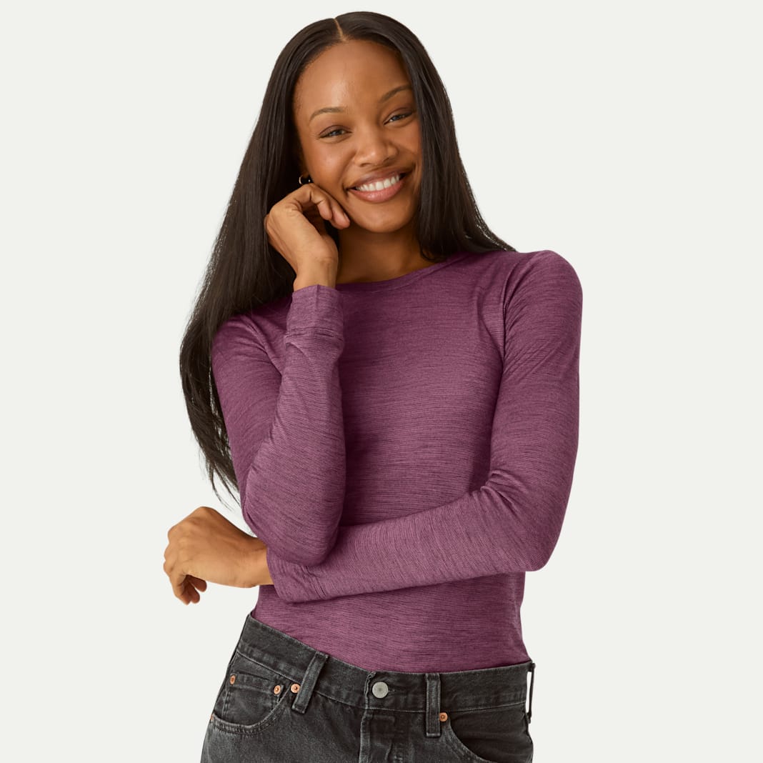トップス WOOL CREW NECK LONG SLEEVE T-SHIRT Women's Merino Wool Blend Crew Neck Long Sleeve T-Shirt - Bombas