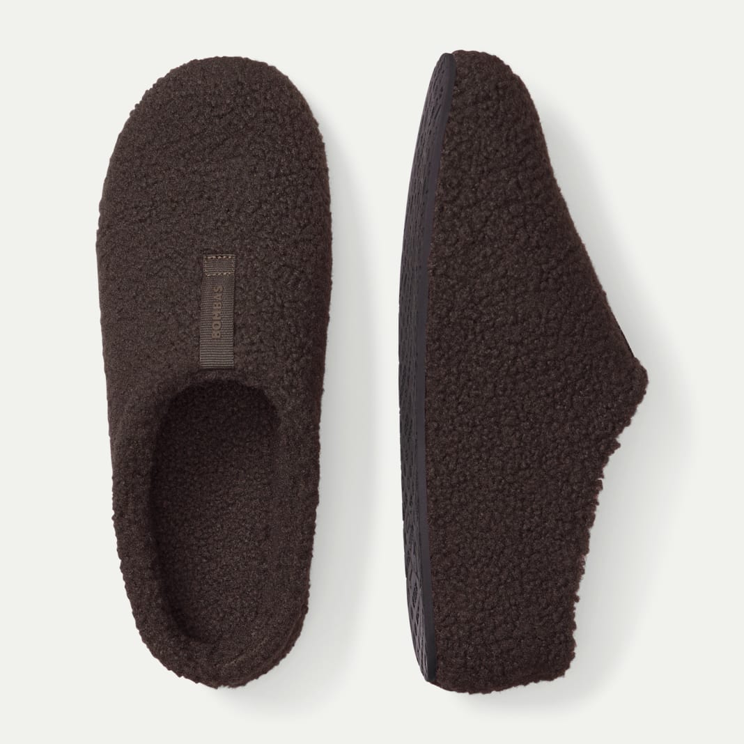 A pair of brown slippers
