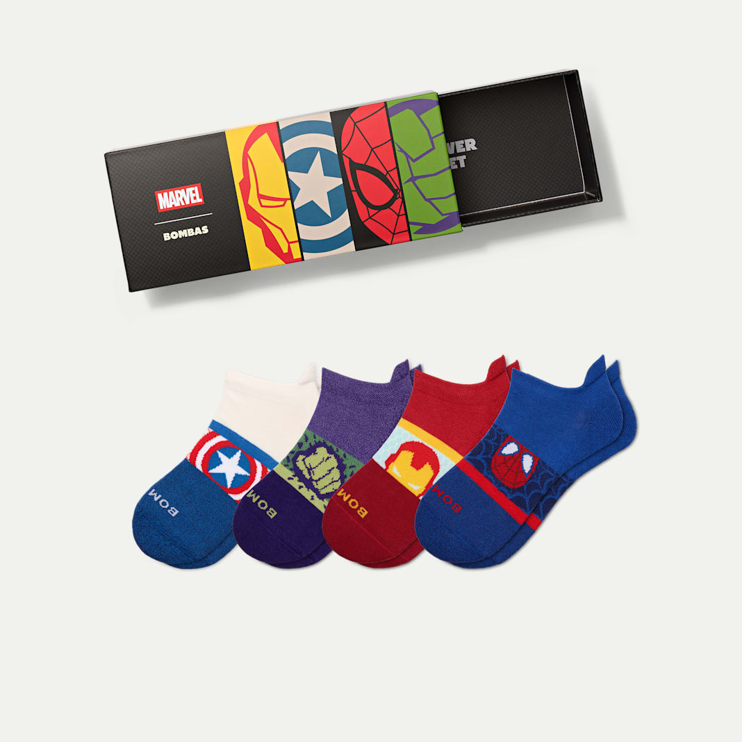 Bombas Marvel Youth Ankle Sock 4-Pack Gift Box in Avengers Mix