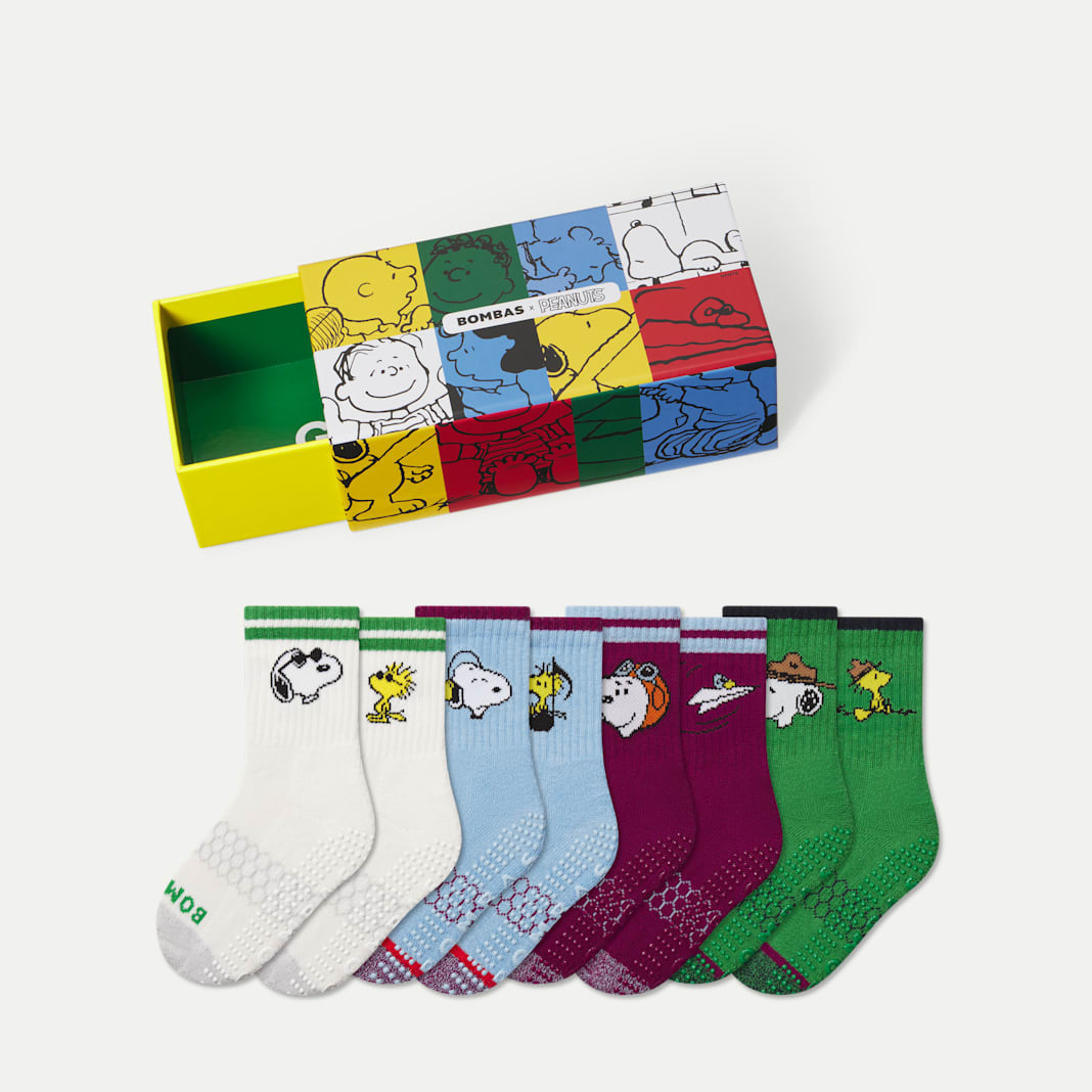 Bombas Peanuts Junior Gripper Calf Sock 4-Pack Gift Box in Peanuts Mix