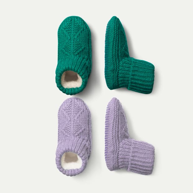 Toddler Gripper Slipper Bootie - Sherpa-Lined 2-Pack