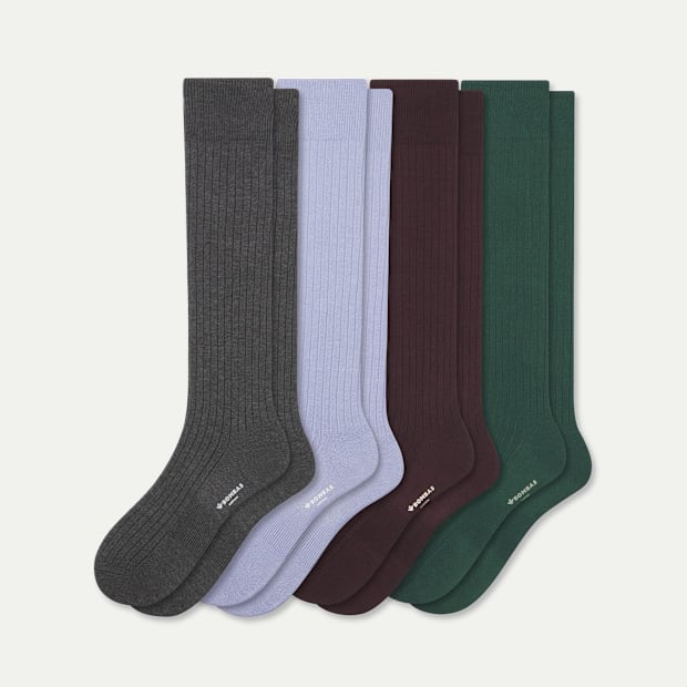 Men's Ribbed Dress Over the Calf Sock 4-Pack