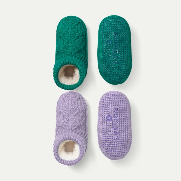 Youth Gripper Slipper Bootie - Sherpa-Lined 2-Pack