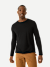 Merino Wool Blend Crew Neck Long Sleeve T-Shirt - Black MO1 [7052]