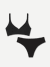 Women’s No Show Plunge Bralette + Thong - Black