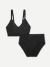 Women's Ribbed Seamless Scoop Bralette + High Rise Brief - Black L