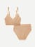 Women's Ribbed Seamless Scoop Bralette + High Rise Brief - Sandcastle L