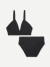 Women's Ribbed Seamless Triangle Bralette + Brief - Black L