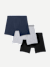 Men's Cotton Modal Blend Boxer Brief - Classic Fly 3-Pack - Grey Navy Black Mix L