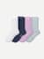 Youth Textured Bow Calf Sock 4-Pack - White Navy Mix L [8461]