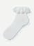 Ruffle Lace Quarter Socks - white L [9966]