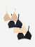 Women's Seamless Triangle Bralette 4-Pack - Black Wheat Mix L