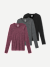 Women's Merino Wool Blend Crew Neck Long Sleeve T-Shirt 3-Pack - Bold Pink Grey Black Mix L