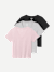 Women's Pima Cotton V-Neck T-Shirt 3-Pack - Rose Grey Black Mix L