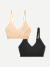 Women's Ribbed Seamless Bralette Wheat Mix 2-Pack L