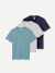 Men's Pima Cotton Crew Neck T-Shirt 3-Pack - Fog Grey Navy Mix L