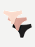 Women's No Show Thong 3-Pack - Pink Black Mix L