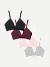 Women's Seamless Triangle Bralette 4-Pack - Shimmer Burgundy Mix L