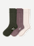 Men's Merino Cashmere Blend Rib Calf Sock 3-Pack - Olive Sandalwood Mix L