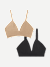 Women's Seamless Triangle Bralette 2-Pack - Sahara Sand x Black L